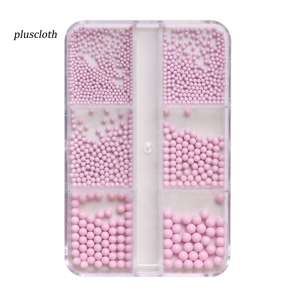 &lt; Pluscloth &gt; Hộp Hạt 3D Trơn Màu Tự Trang Trí Móng Tay Nghệ Thuật Kèm Hộp Đựng