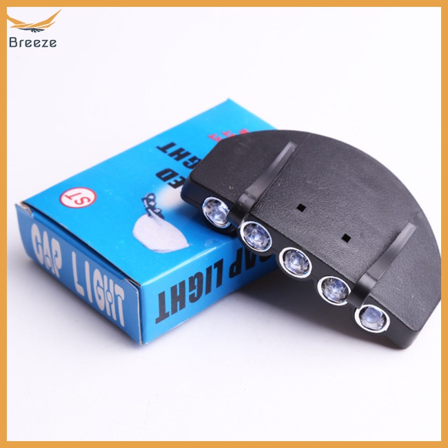 Đèn Pha 5 Bóng Led Kẹp Mũ Lưỡi Trai Kèm Pin Tiện Dụng Cho Hoạt Động Ngoài Trời