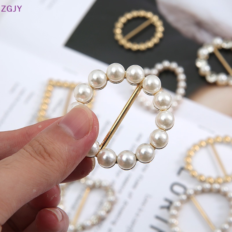 Khóa Cố Định Thắt Lưng Đính Ngọc Trai Có Thể Điều Chỉnh Cho Góc Quần Áo Thun Mới