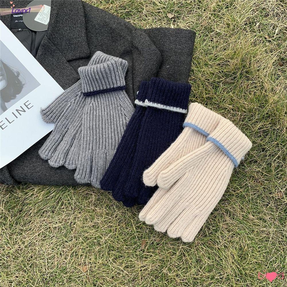 LAYOR1 Layor1 Găng Tay Dệt Kim Dày Co Giãn Giữ Ấm Mùa Đông