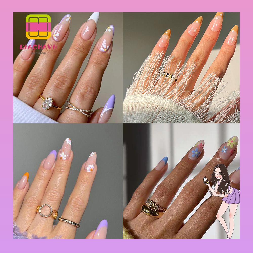 DIACHAVN Hộp 24 Móng Tay Giả Thời Trang Cho Nữ