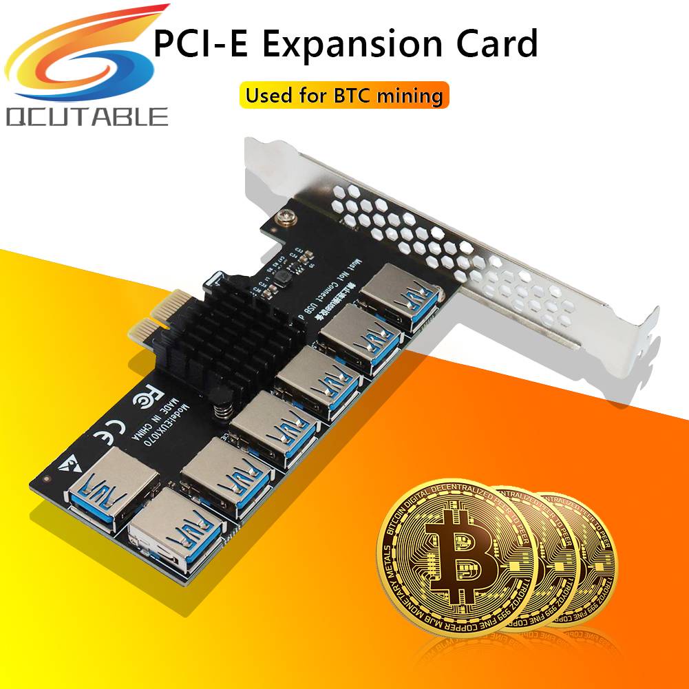 Bảng Mạch Mở Rộng EUX1070 PCI-E 1x 1 Sang 7 Cho BTC Mining PCI Giao Diện Usb 3.0