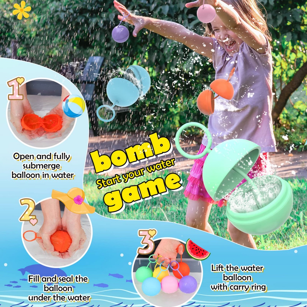 Set 6 Bong Bóng Nước Bằng Silicone Trọng Lượng Nhẹ An Toàn Dành Cho Trẻ Em Và Người Lớn