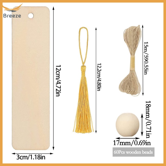 Bộ 133 Thẻ Đánh Dấu Trang Sách Bằng Gỗ Chưa Hoàn Thiện Diy