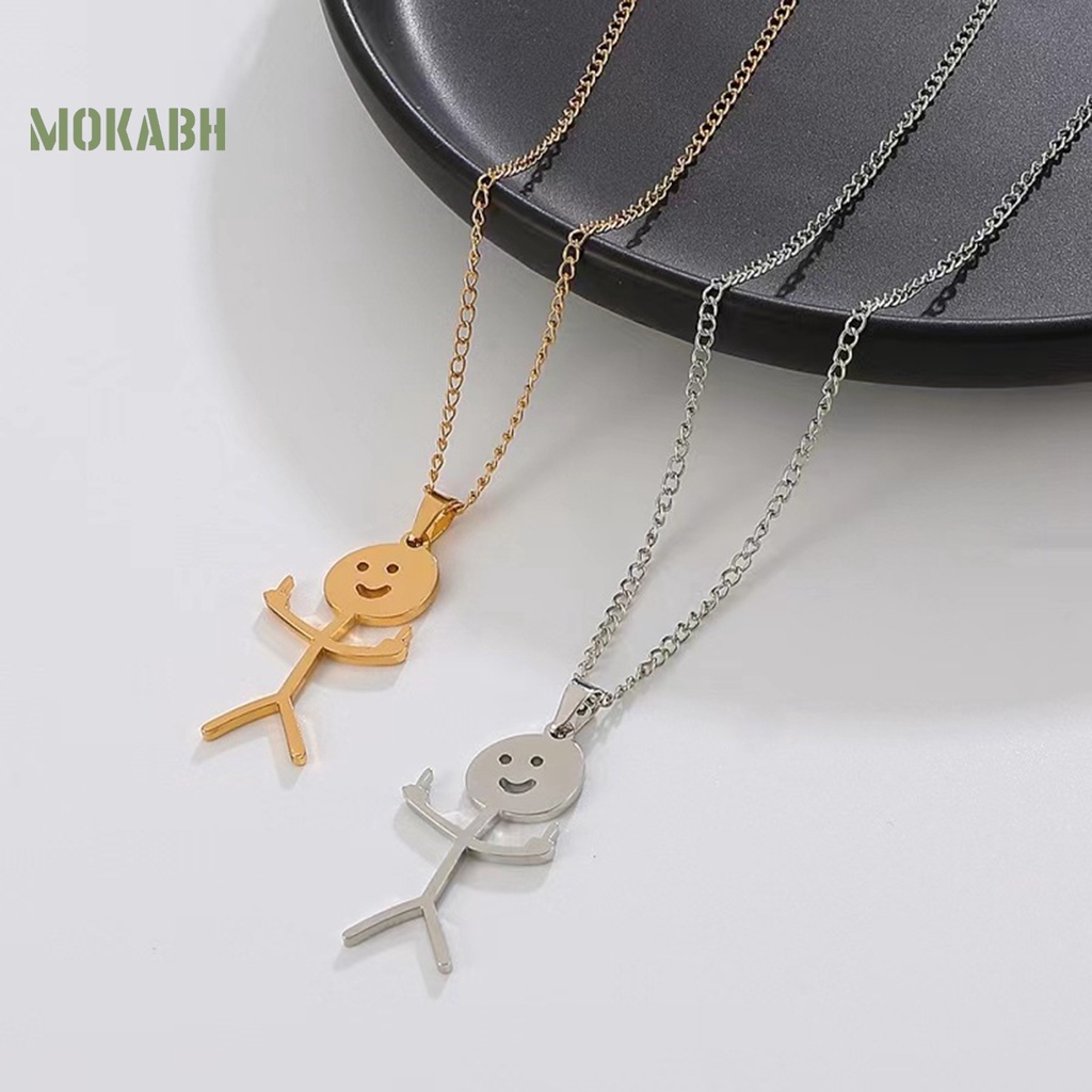 Vòng cổ Bằng Thép Không Gỉ Mạ Điện Họa Tiết Hình Học Vui Nhộn Thời Trang Cho Nam Và Nữ