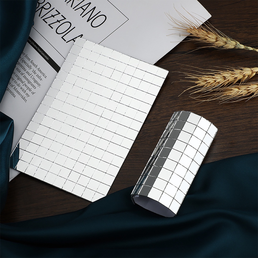 Gương Dán Tường Tự Dính Mini Màu Sắc Bạc Lấp Lánh Trang Trí Tiệc DIY