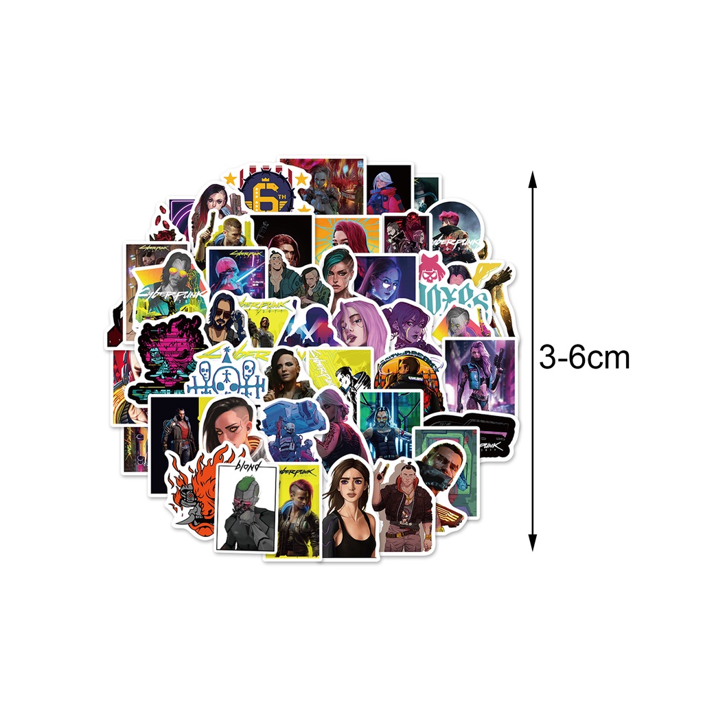 Set 50 Miếng Dán PVC Họa Tiết Hoạt Hình Graffiti Trang Trí Ván Trượt