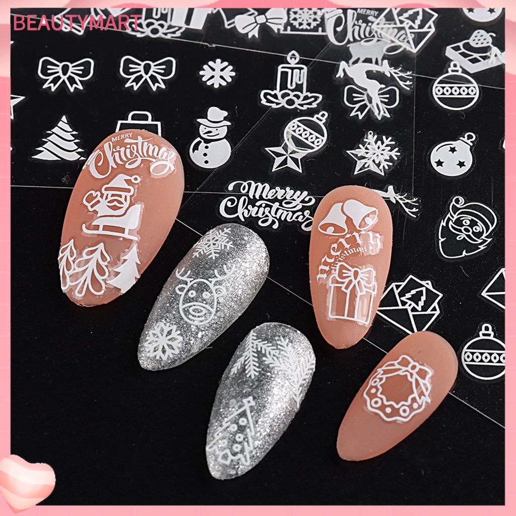 Set 2 Nhãn Dán Móng Tay Tự Dính Siêu Mỏng Không Phai Họa Tiết Giáng Sinh Lấp Lánh