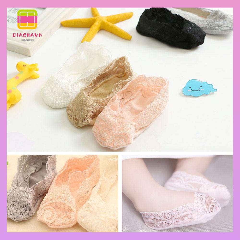 DIACHAVN Tất Cotton Cổ Thấp Phối Ren Thoáng Khí Thời Trang Mùa Hè