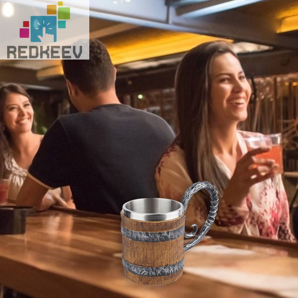 Cốc Uống Bia / Cà Phê Bằng Thép Không Gỉ Hai Lớp Gắn Tường Cổ Điển Trang Trí Quán Bar