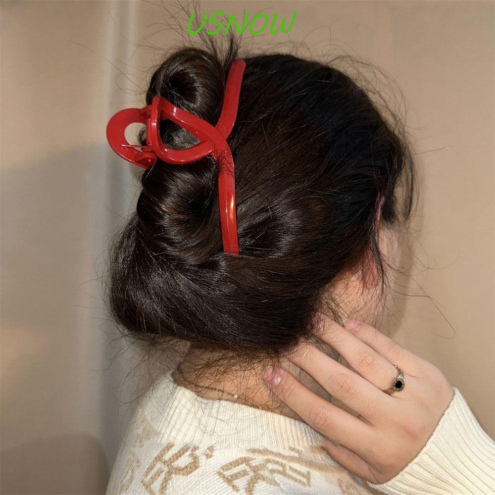 USNOW Kẹp Tóc Càng Cua Lớn Họa Tiết Hình Học Sáng Tạo Cho Nữ