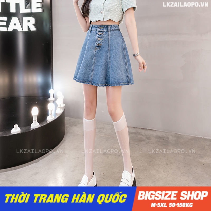 Chân váy denim nữ chân váy jeans bò nữ ngắn Bigsize chân váy nữ lưng cao cạp cao chữ a mùa hè Phong cách Hàn Quốc Thời Trang tiểu thư cá tính xinh đẹp cho người mập béo