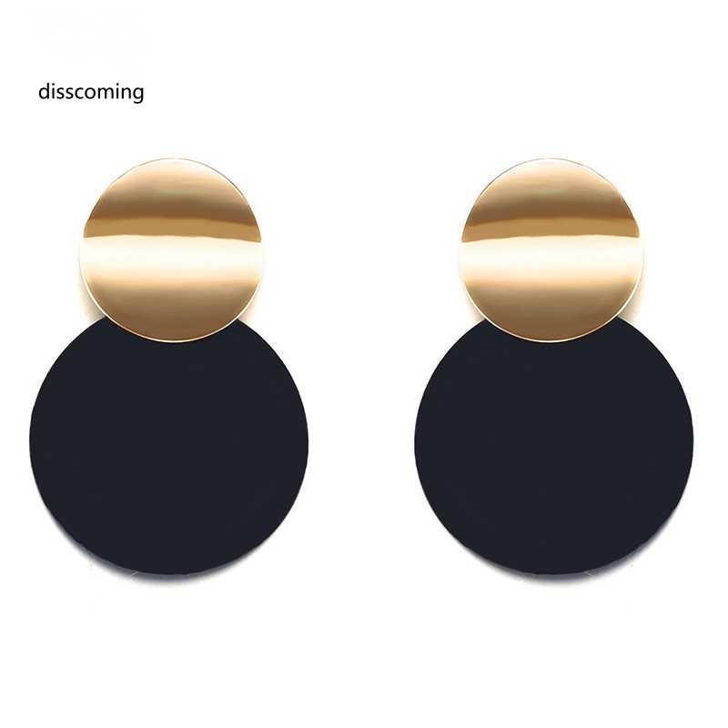 Áo Thun Tay Ngắn In Chữ SL| Bông Tai Thời Trang Cá Tính Độc Đáo Bông Tai Kim Loại Hình Tròn Màu Vàng Thiết Kế Bất Đối Xứng