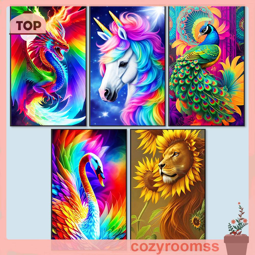 Tranh Đính Đá Kim Cương Toàn Bộ 5D DIY Hình Vẽ Động Vật