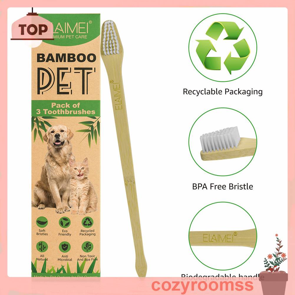 Set 3 Bàn Chải Đánh Răng Hai Đầu Không Chứa BPA Làm Trắng Răng Cho Thú Cưng