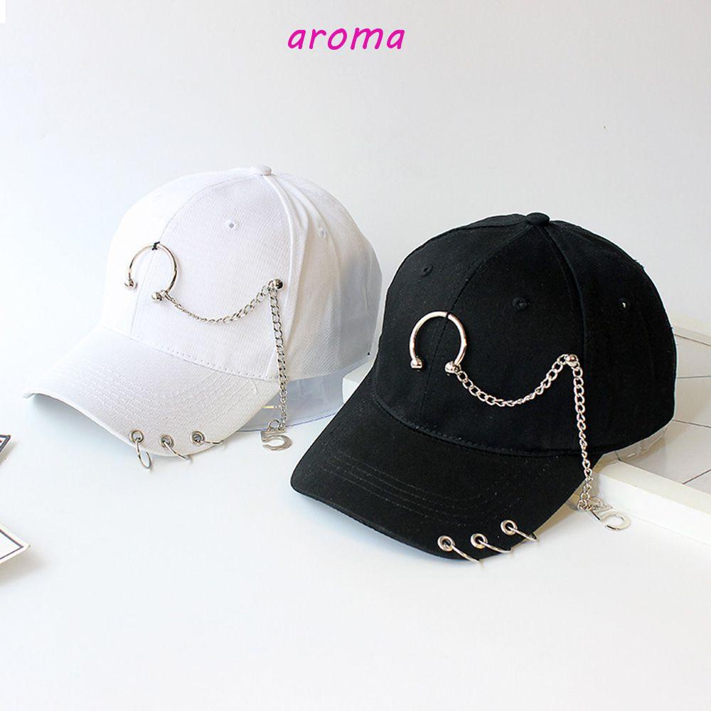 AROMA Mũ Lưỡi Trai Phối Dây Xích Phong Cách Hip Hop Thời Trang Cho Nam Và Nữ