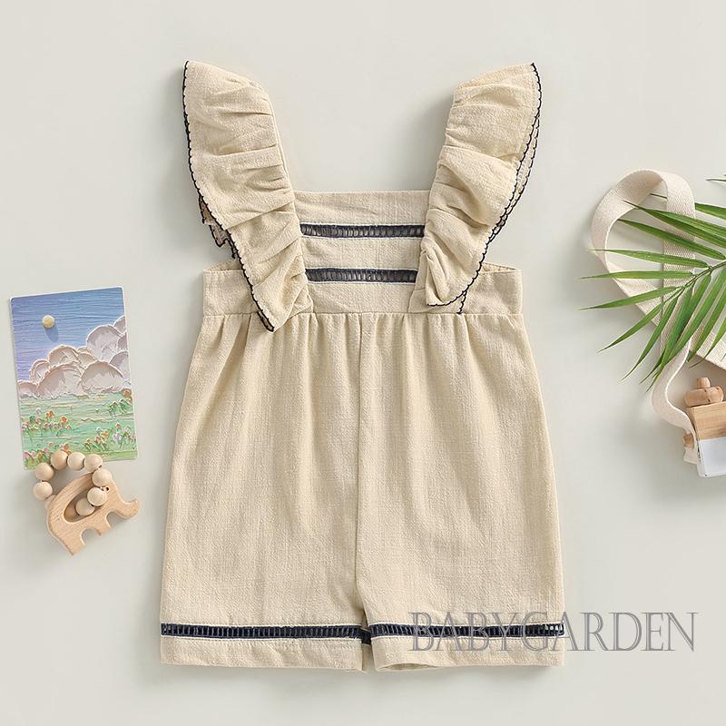 Áo Liền Quần Mùa Hè Tay Ngắn Cổ Vuông Màu Sắc Thời Trang Dành Cho Bé Gái 0-24 Tháng Tuổi