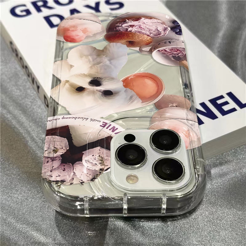 Ốp Điện Thoại Mềm Trong Suốt Họa Tiết Bánh Kem Và Chú Chó Dễ Thương Cho iPhone14promax 1312 / 11 7 / 8plus xr / sins XXGK