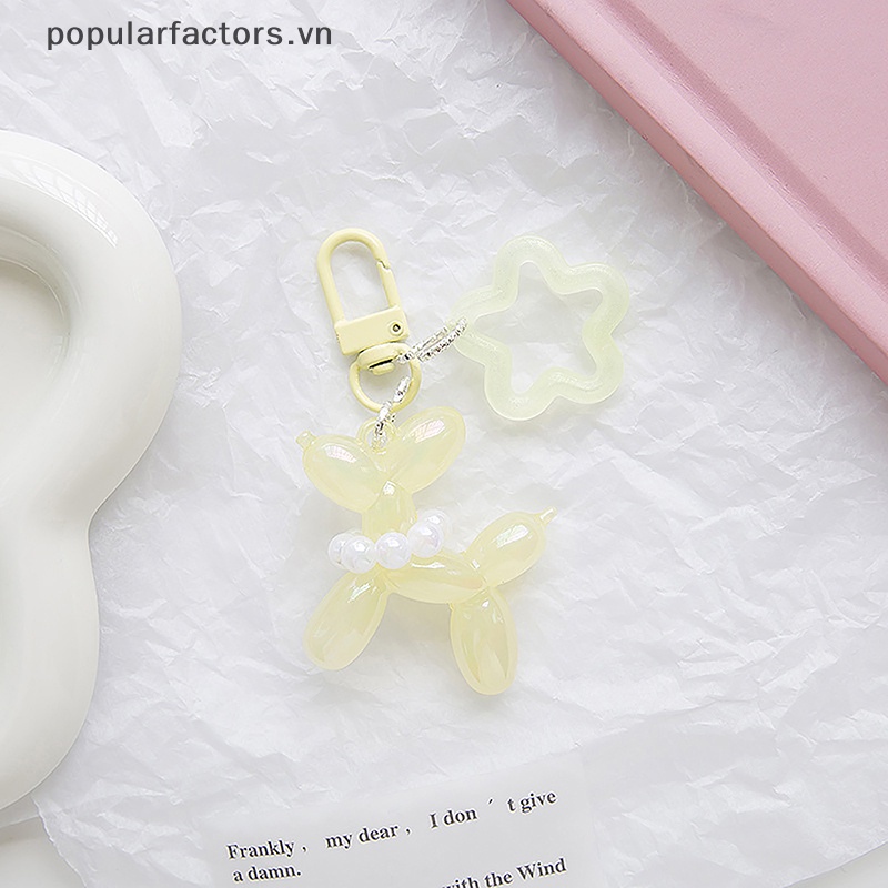 Móc Khóa Acrylic Hình Cún / Ngôi Sao / Bóng Bay Màu Kẹo Dạ Quang Dễ Thương Thời Trang