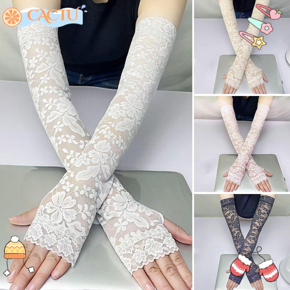 CACTU Găng Tay Ren Lưới Hở Ngón Thời Trang