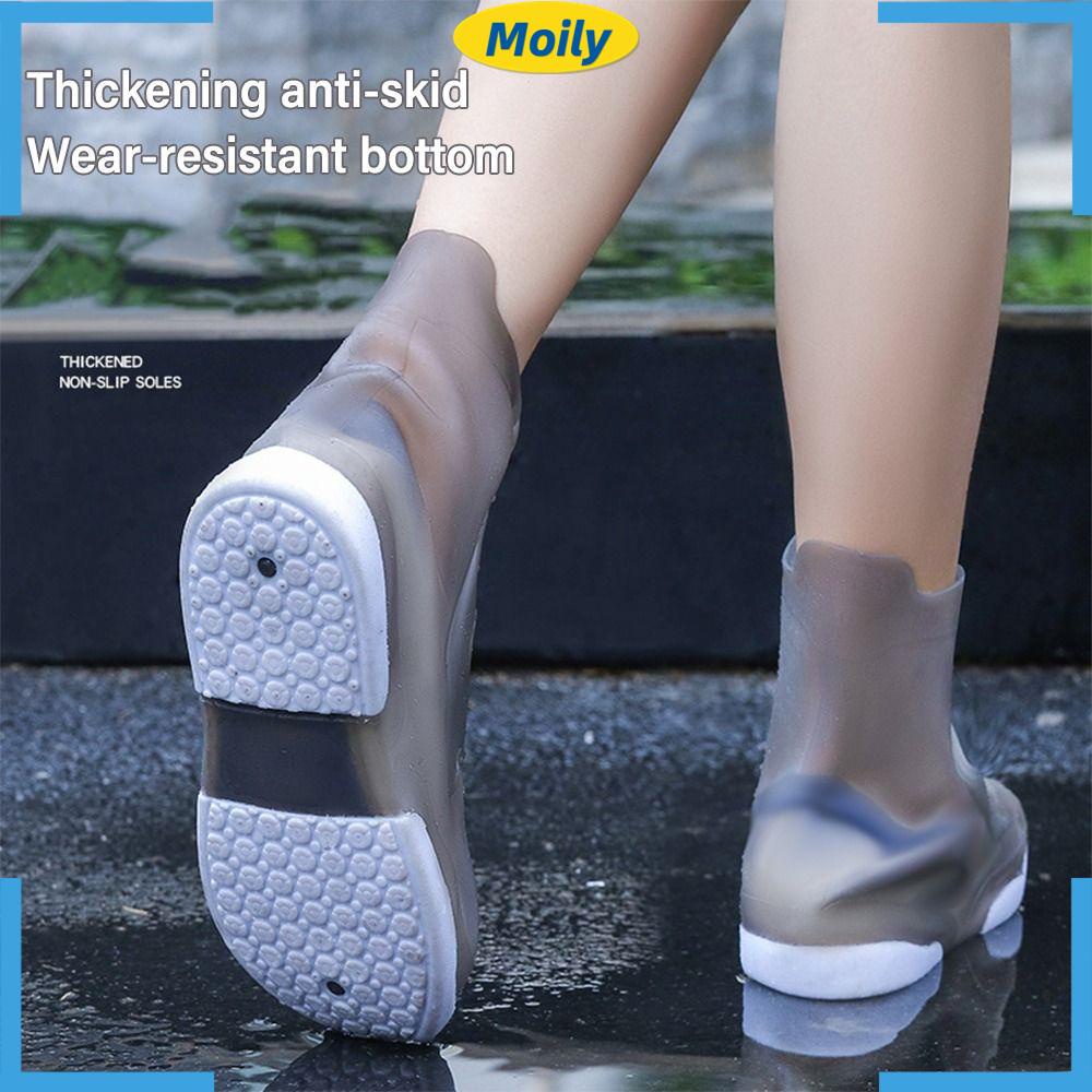 Bọc Giày Đi Mưa Chống Trượt Không Thấm Nước Có Nút Thiết Kế Dày Dặn Kiểu Dáng Mới