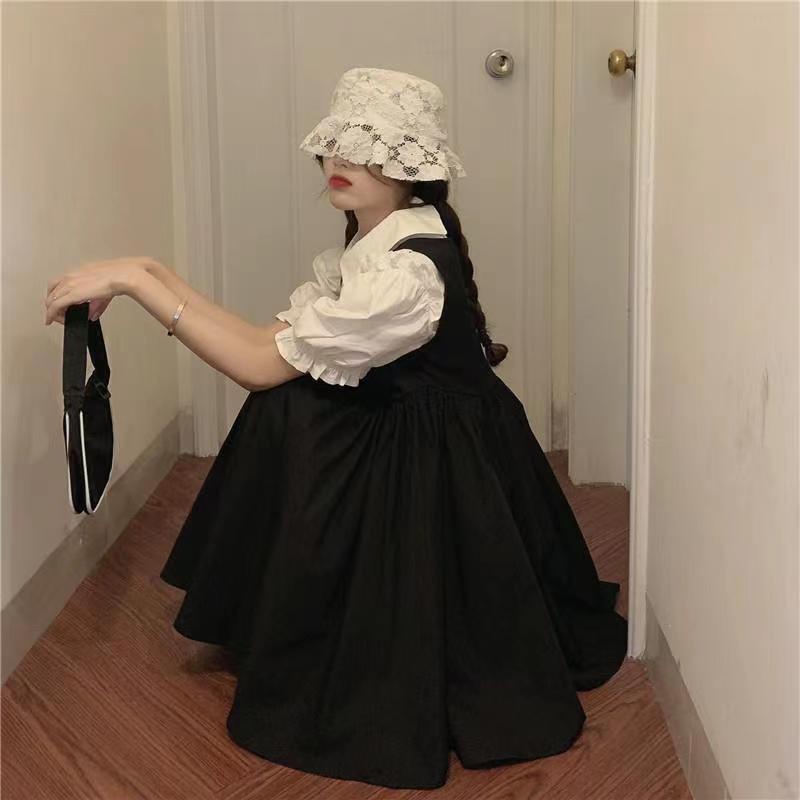 Set Áo Tay Ngắn Phồng + Chân Váy Chữ A Phong Cách Hàn Quốc Dành Cho Nữ