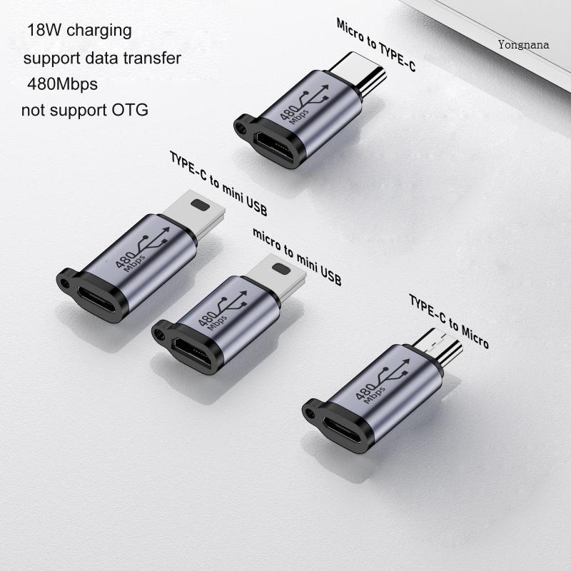Đầu Chuyển Đổi Micro Usb Sang Mini Usb Type-C Bằng Hợp Kim Nhôm