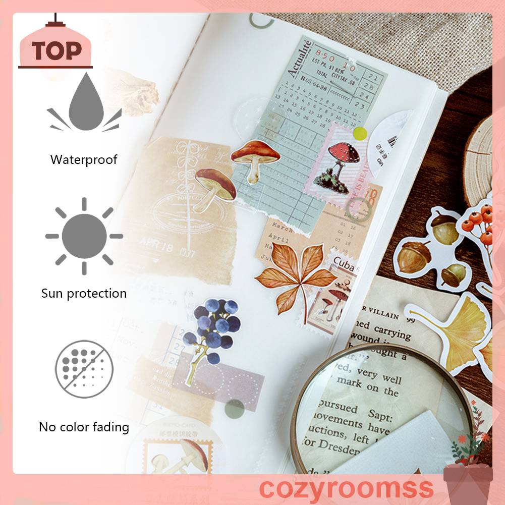 Bộ 46 Miếng Dán Trang Trí Sổ Tay Nhật Ký Hình Lá Mùa Thu