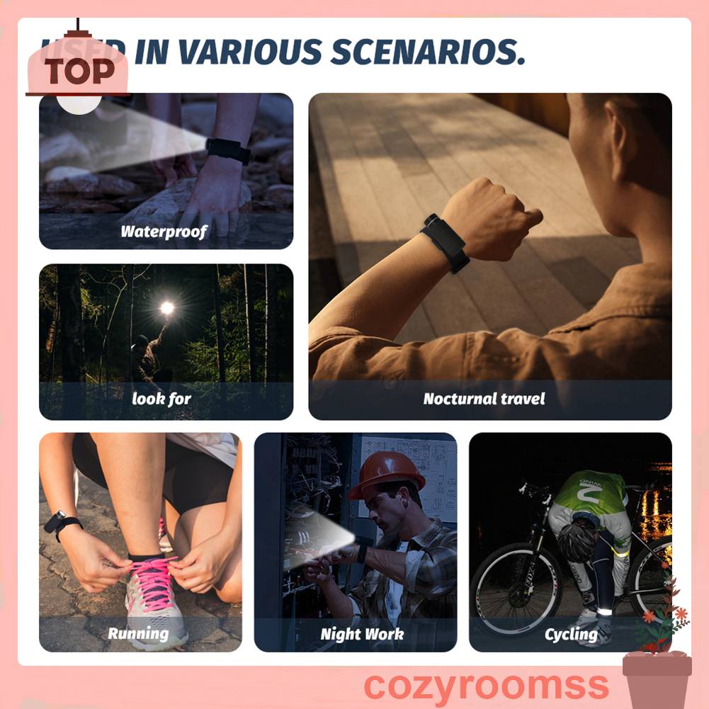 Vòng Tay Đèn Cắm Trại Chống Nước 200LM Type-C USB 230mAh