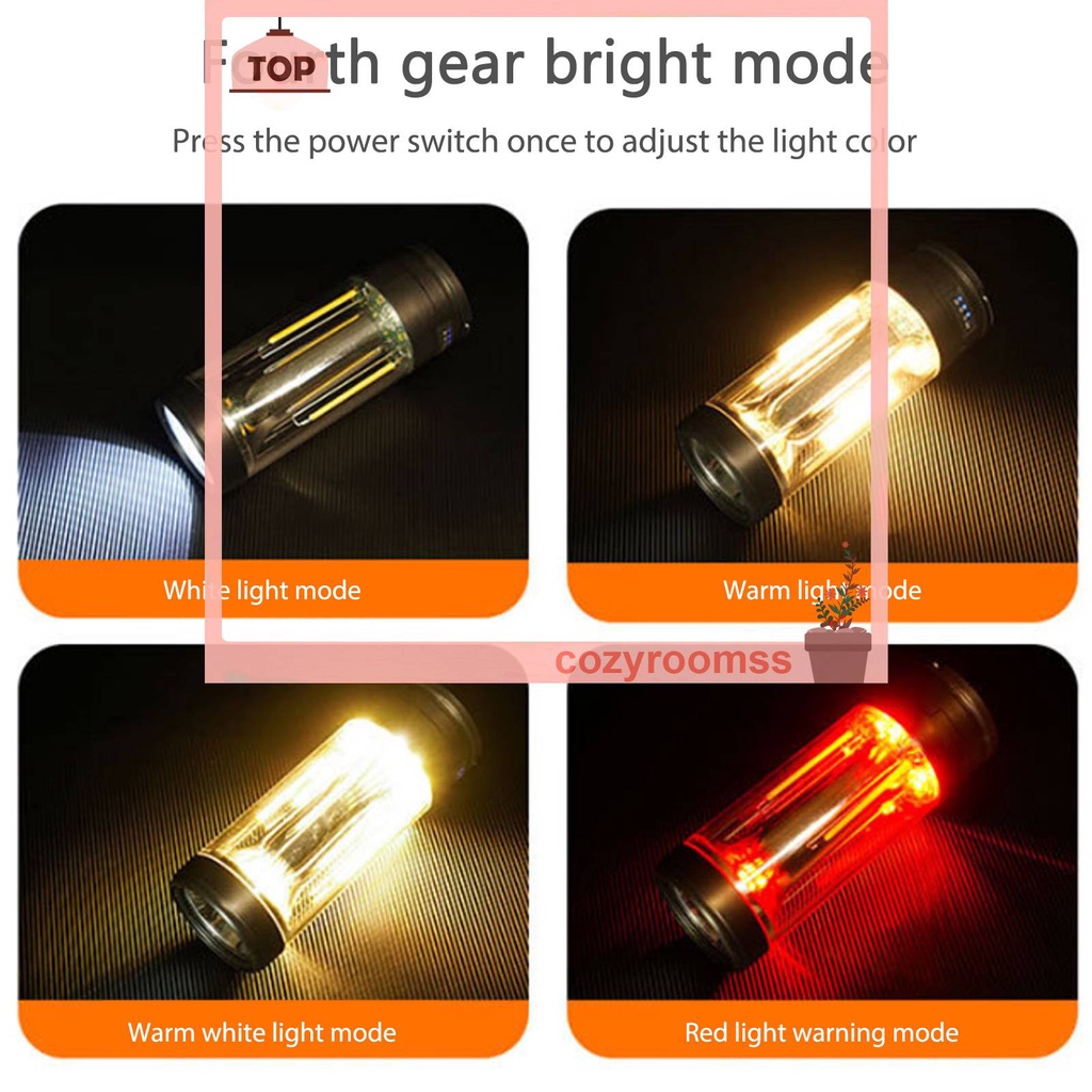 Đèn Pin Cắm Trại Nam Châm 4 Chế Độ 2000mAh