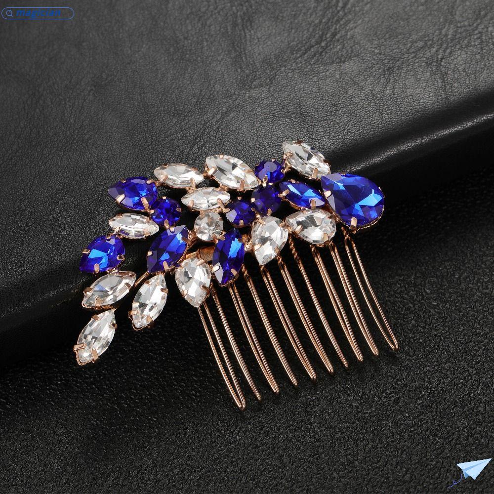 MAG Lược Cài Tóc Hình Chiếc Lá Đính Hạt Lấp Lánh