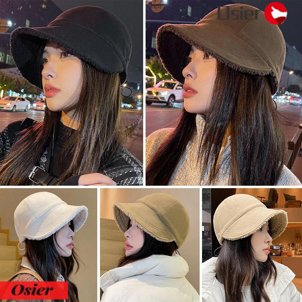 OSIER1 Mũ Lưỡi Trai Len Lông Cừu Giữ Ấm Thời Trang Cho Nữ