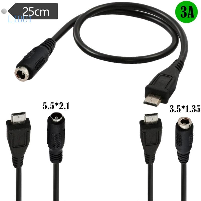 Dây Cáp LIDU1 DC 3 5x1 35mm 5 5x2 1mm Female Sang Micro USB Male 5V Chống Lão Hóa
