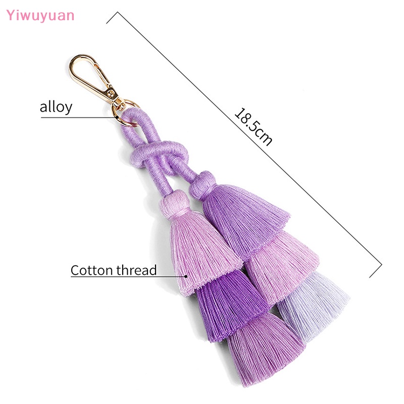 Móc Khóa Dây Tua Rua Thủ Công Màu Gradient Phong Cách Boho Mới