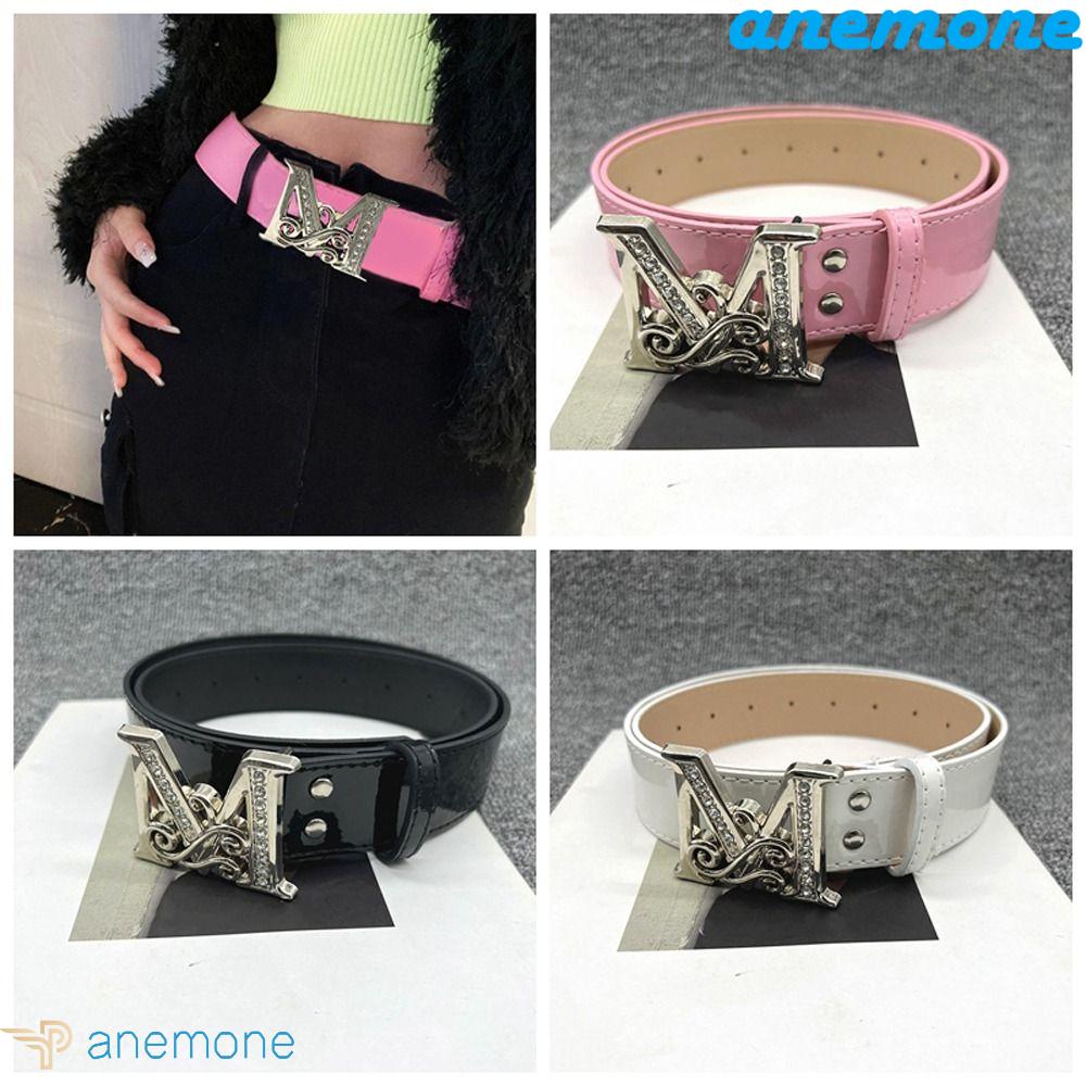 Thắt Lưng Da Bản Rộng Khóa Kim Loại Khắc Chữ M Thời Trang Cho Nam Và Nữ