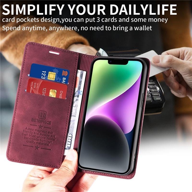 Bao Da Điện Thoại Nắp Lật Kèm Ngăn Đựng Thẻ Khóa Nam Châm Cho Samsung Samsung S23 S22 S21 FE Plus Ultra