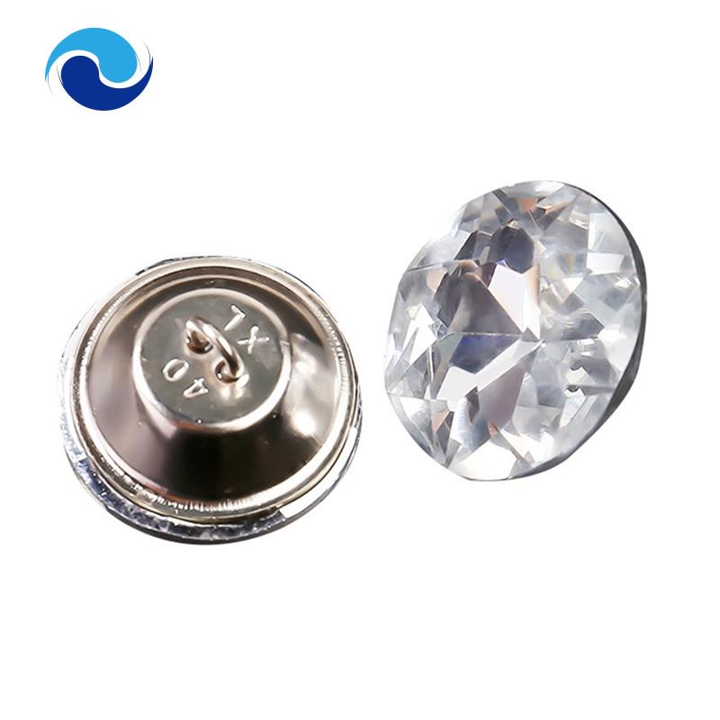 1 Set Nút Áo Pha Lê Đính Kim Cương Giả Kèm Vòng Kim Loại Dùng Để May Vá DIY
