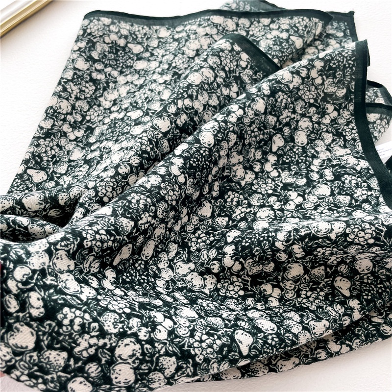 Khăn Choàng Cổ Hình Vuông 65 X 65cm Chất Liệu Cotton Lanh Mỏng In Họa Tiết Hoa Xinh Xắn Thời Trang Cho Nữ