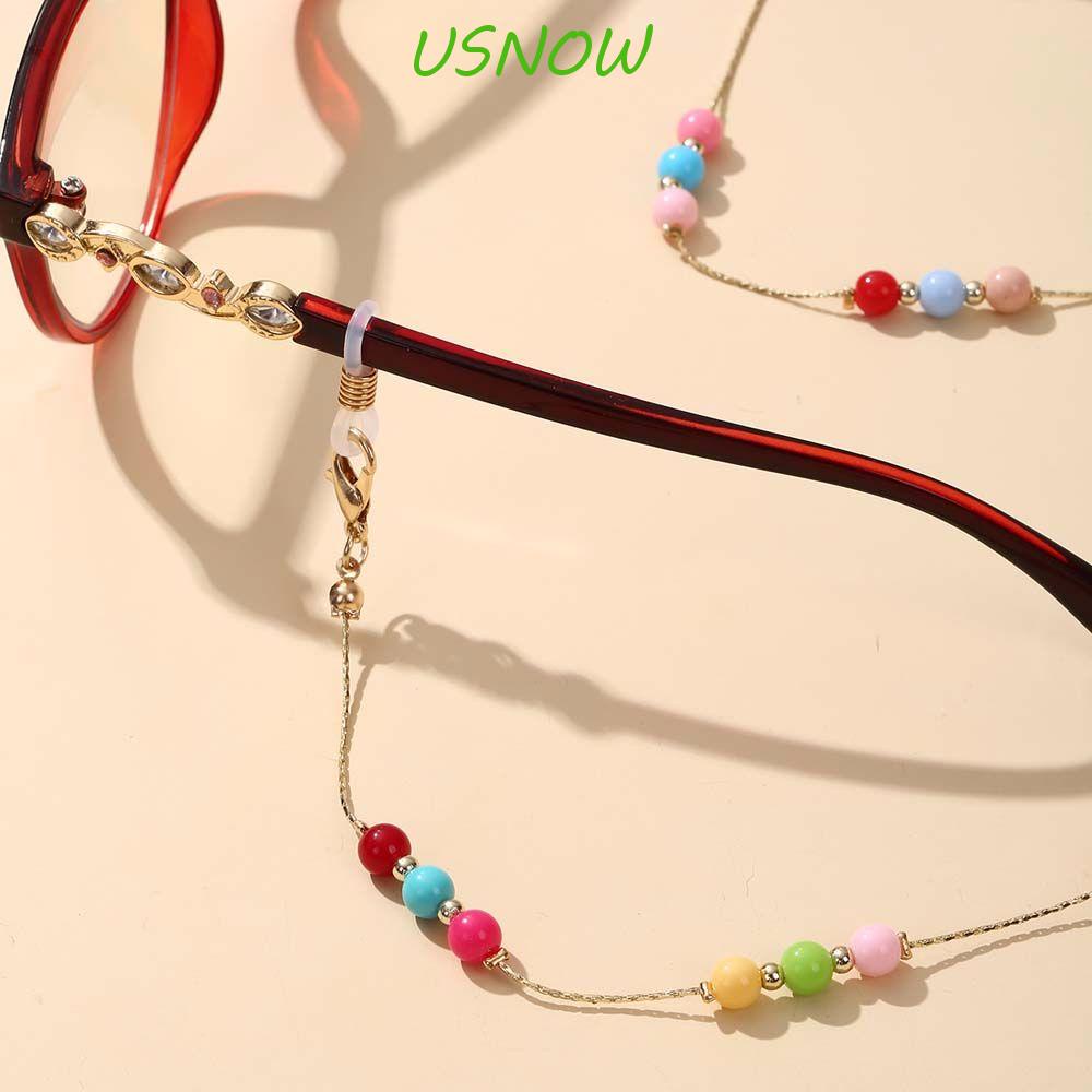 USNOW Chuỗi Dây Đeo Mắt Kính Acrylic Chống Thất Lạc Hình Trái Tim Xâu Hạt Màu Cầu Vồng Phong Cách Bohemia Dễ Thương