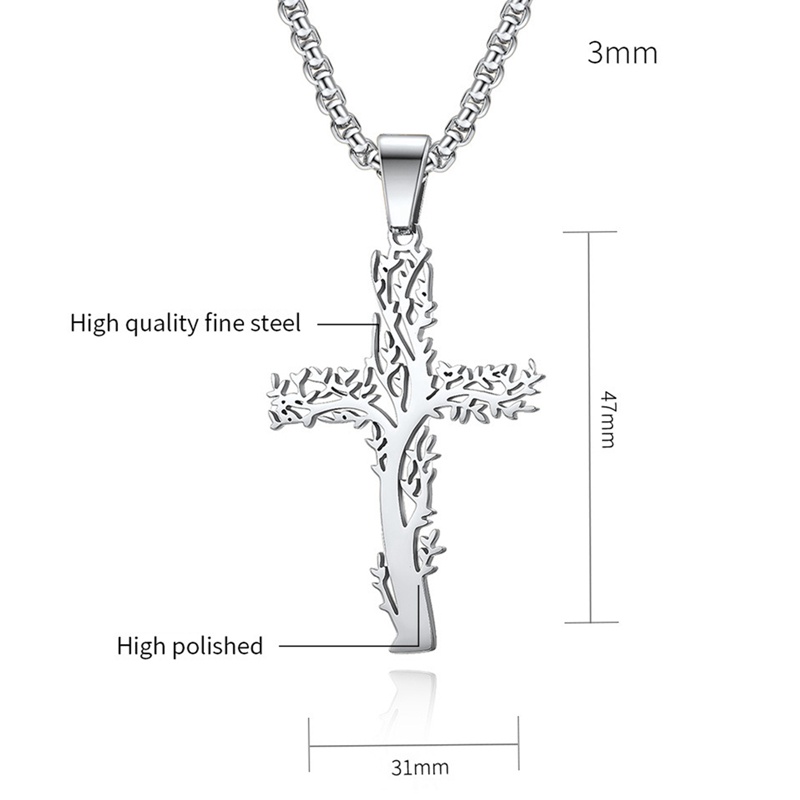 Ygt Vòng cổ Thép Không Gỉ Mặt Thánh Giá Màu Bạc Thời Trang