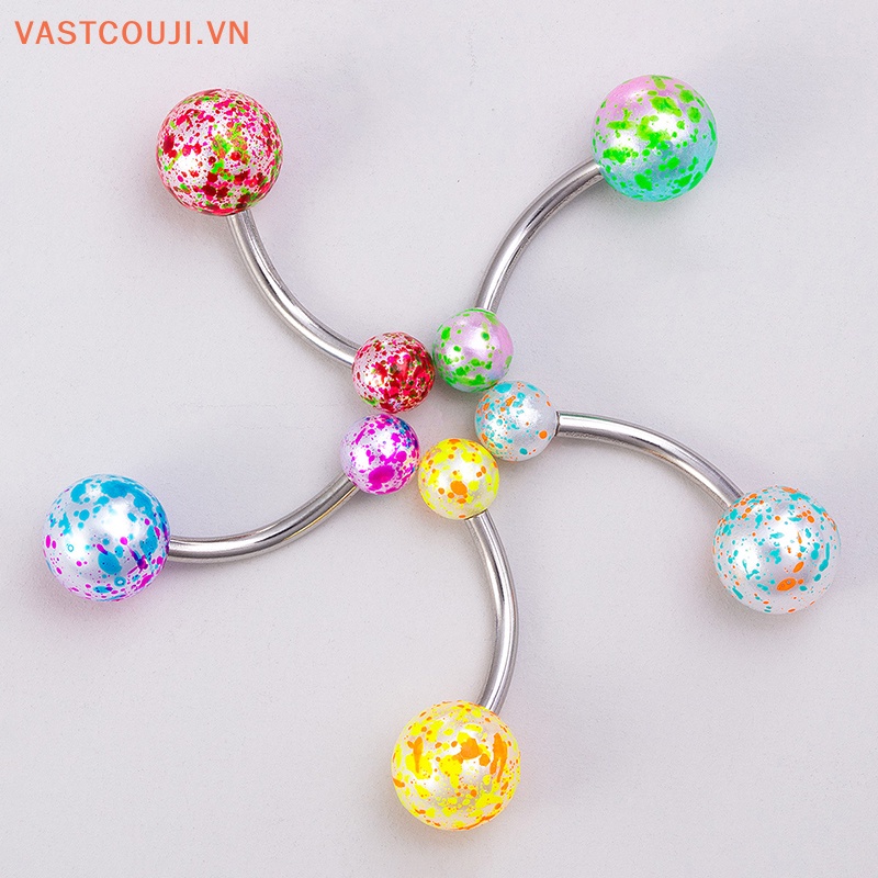 Bộ 5 Khuyên Rốn Bằng Thép Không Gỉ Nhiều Màu Sắc Gợi Cảm VASTJI