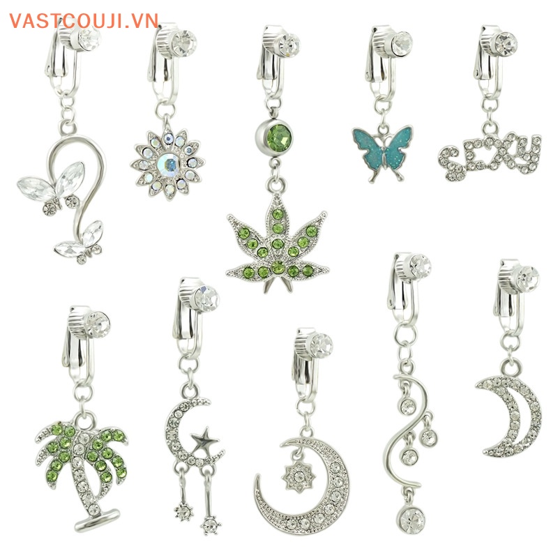 Khuyên Rốn Đính Đá Zircon Hình Bướm / Mặt Trăng Thời Trang Cho Nữ