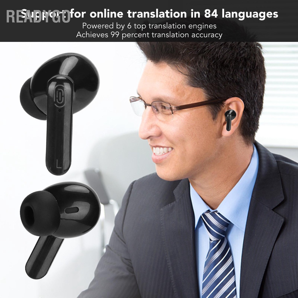 ReadyGo Phiên dịch ngôn ngữ Tai nghe nhét tai đa chức năng 84 Thiết bị phiên Bluetooth cho du lịch Mua sắm Màu đen