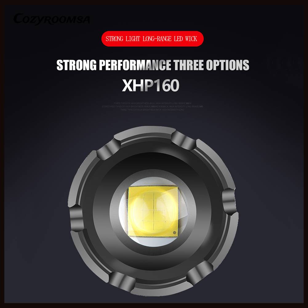 Đèn Pin XHP70 / XHP160 COB LED 1500LM / 1800LM Chống Thấm Nước IPX4 Sạc USB Tiện Dụng