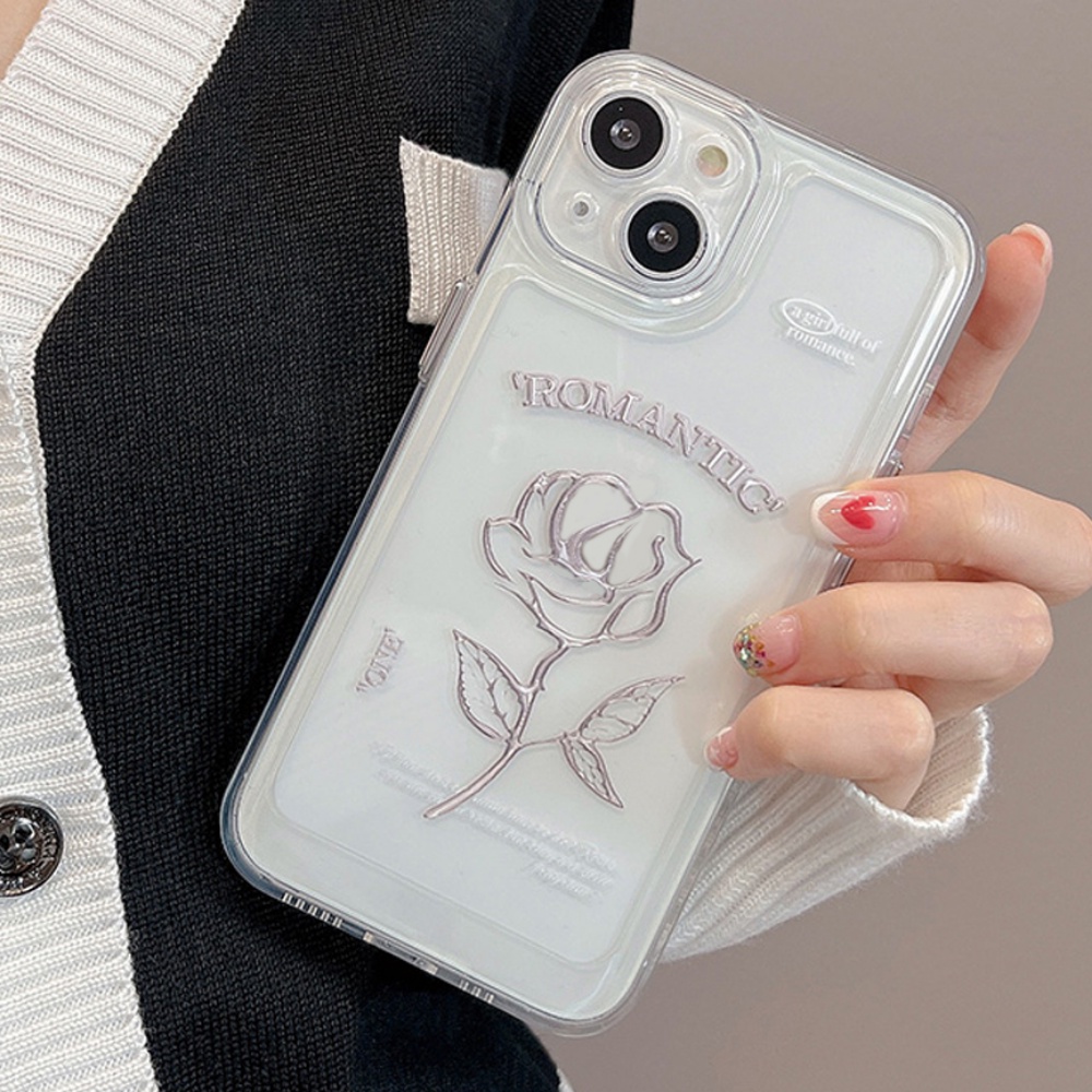 Ốp Điện Thoại TPU Mềm Trong Suốt Họa Tiết Hoa Hồng Đơn Giản Chống Sốc Cho IPhone 14 13 12 11 Pro Max X XR 8 7 Plus