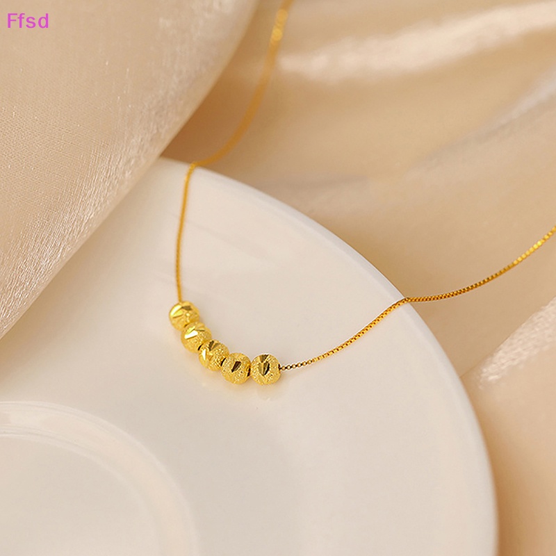 {Ffsd} Vòng cổ Chuỗi Hạt Màu Vàng Đơn Giản Thời Trang Hàn Quốc Dành Cho Nữ