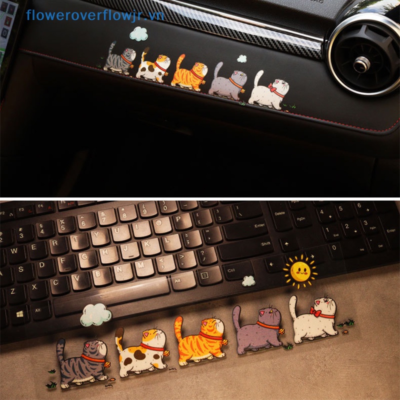 Bộ 5 Sticker Chống Thấm Nước Hình Mèo Leo Cây Vui Nhộn Trang Trí Xe Hơi