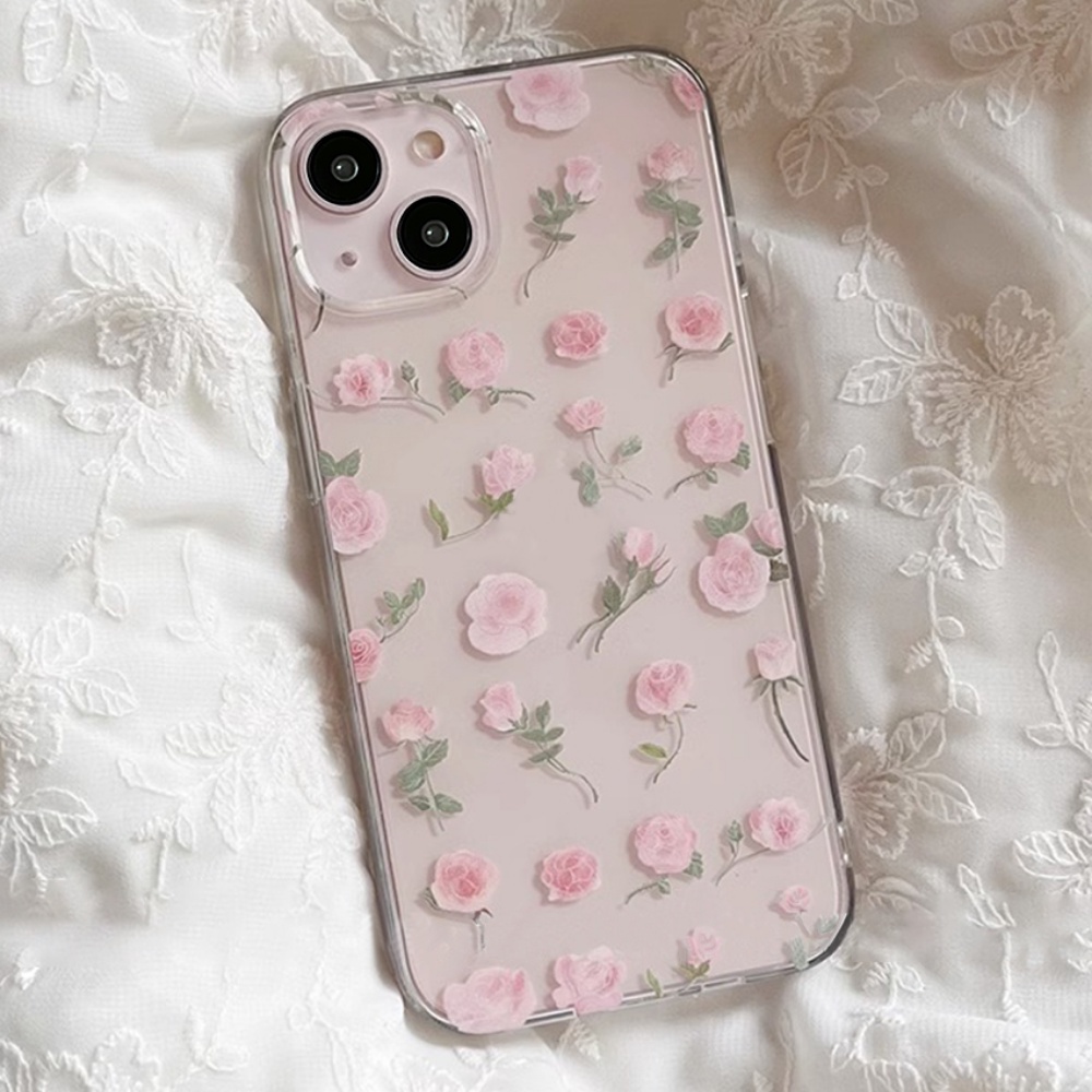 Ốp Điện Thoại TPU Mềm Chống Rơi Chống Dấu Vân Tay In Hình Hoa Hồng Cổ Điển Cho IPhone 14 13 12 11 Pro Max X XR 8 7 Plus