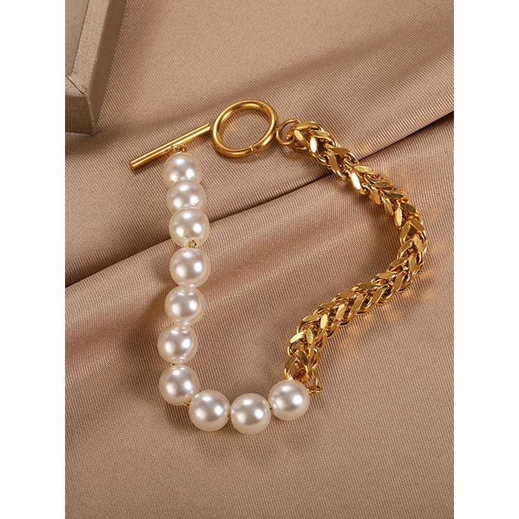 Ygt Vòng Tay Dây Xích Đính Ngọc Trai Nhân Tạo Bằng Thép Không Gỉ Thời Trang Cho Nữ