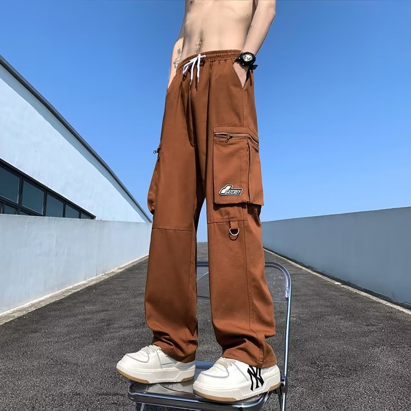 Quần Dài Dáng Rộng Phối Nhiều Túi Phong Cách Retro Mỹ Cá Tính Cho Nam